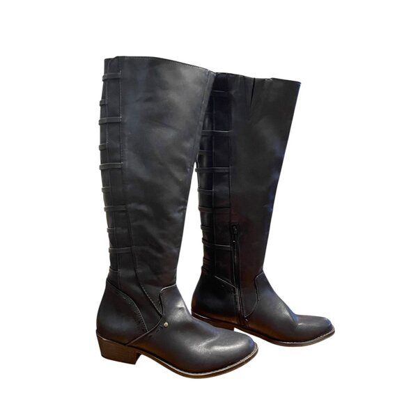 Rampage,Women Black Knee-High Boots With Side Zipper Size 7.5M - Picture 1 of 16